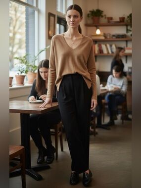 (#90) BABATON Erin Wool Blend V-Neck Sweater